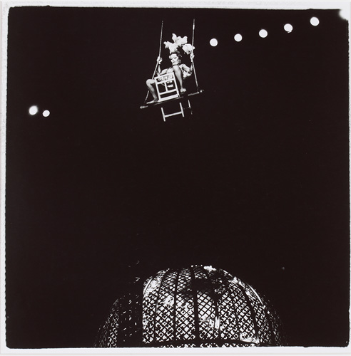 [image]空中の秘芸・大一丁ブランコ、平塚　1979年　＜天幕の街＞より　©Yoko Suzuki